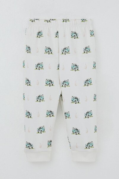 Breeze Baby Boy Pajama Set with Shoulder Patches, Adventure Themed Little Explorer, 4 Months-1 Year, Ecru