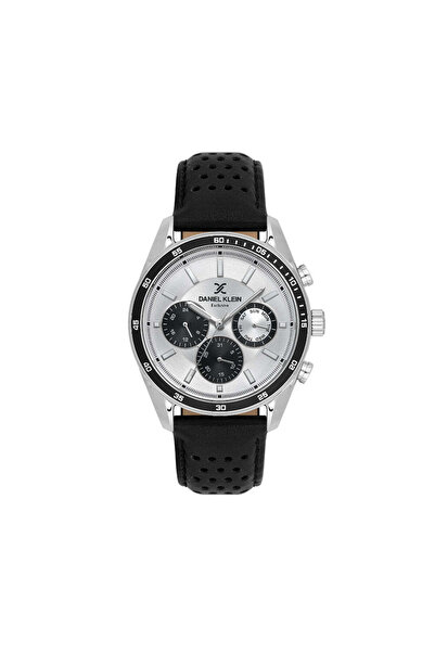 Daniel Klein Exclusive Black Leather Watch for Men DK.1.14221-1