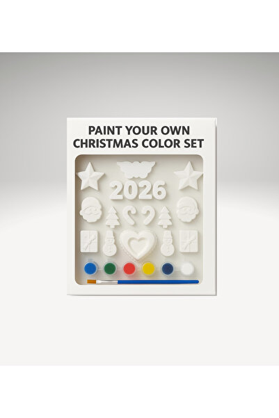 ABCPANO Yılbaşı Boyanabilir Set | Noel , Yılbaşı Süs + Boya, Fırça | Çocuk ve...