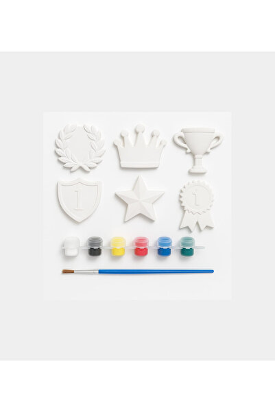ABCPANO Çocuk 6 Adet Şampiyonluk Figürü Boyanabilir Set+ 6 Renk Boya & Fırça, Kendin Boya - Aktivite Oyuncak