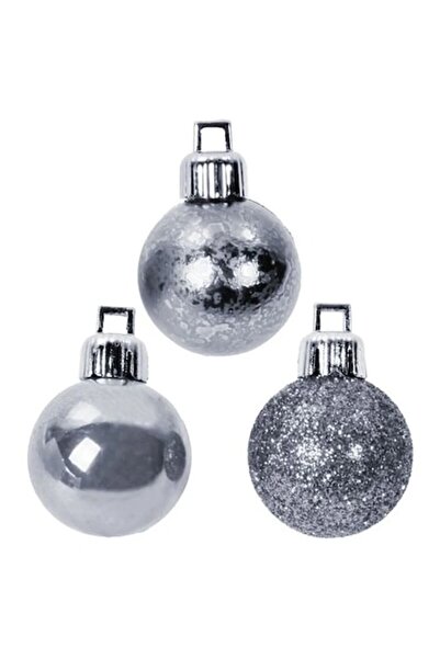 OEM Set globuri de Crăciun argintii, mate, strălucitoare și sclipici 8 cm - 1...