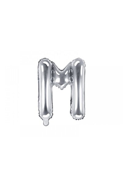 DECO Metallic foil balloon, letter M, Silver, 35 cm