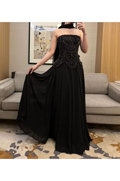 Generic Chiffon evening dress with full hand embroidery - beaded and crystal ...