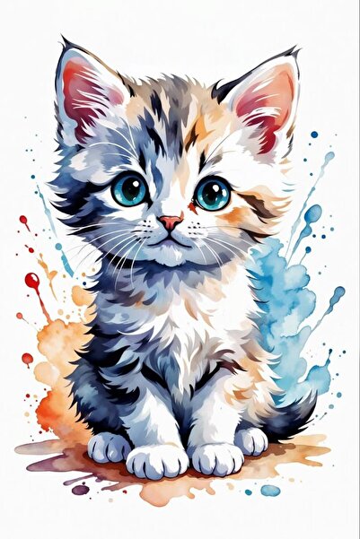 ALAYRA International لوحة فنية جدارية مؤطرة من قماش ملون لقطط صغيرة لطيفة - د...