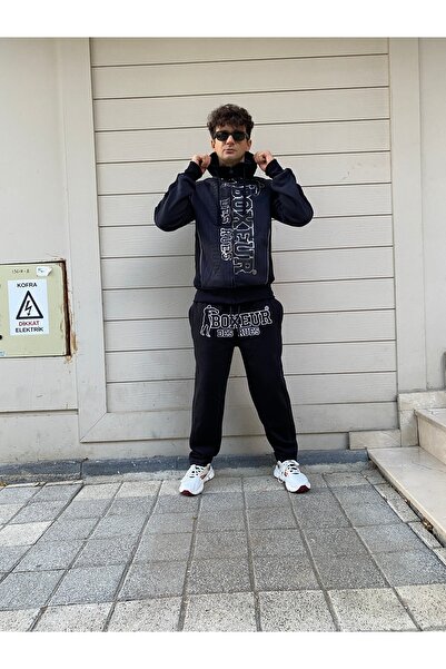 Boxeur Des Rues Μεσαίο γκρι φούτερ με φερμουάρ και ασημί λογότυπο