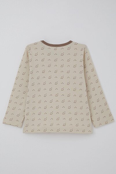 Breeze Baby Boy Pajama Set Patterned with Elastic Waist 9 Months-3 Years, Beige