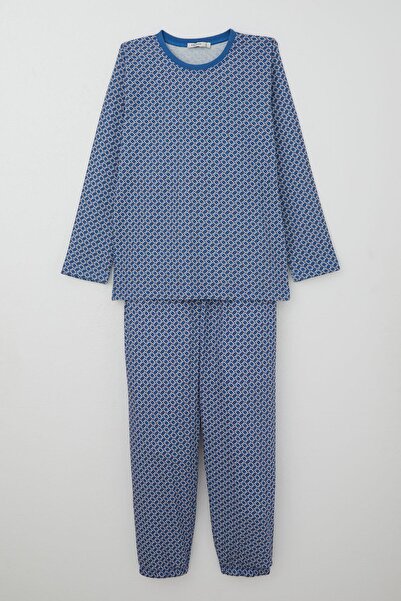 Breeze Set de pijamale pentru băieți cu model pătrat 9-12 ani, albastru