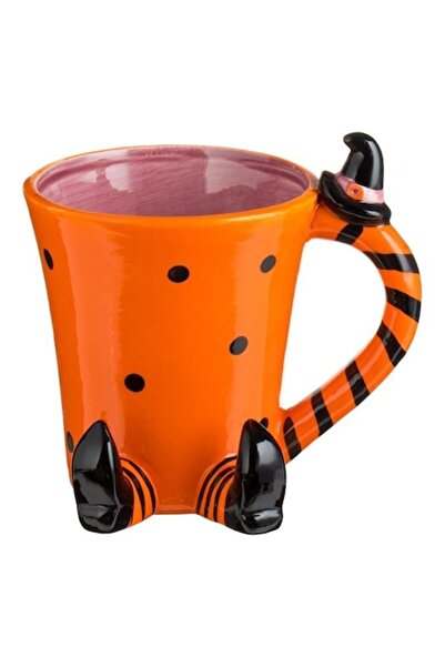 OEM Orange 3D Witch Ceramic Mug, 450ml, Embossed Halloween Design