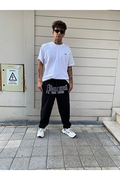 Boxeur Des Rues Black Sweatpants with Embroidery Details