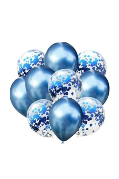 Lavandiere Set de 10 baloane transparente cu confetti albastre, 30 cm