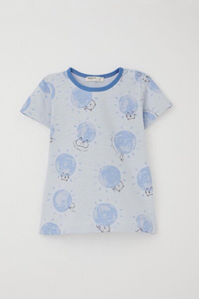 Breeze Baby Boy Pajama Set Cute Animal World Friendship Themed 9 Months-3 Years Old, Light Blue