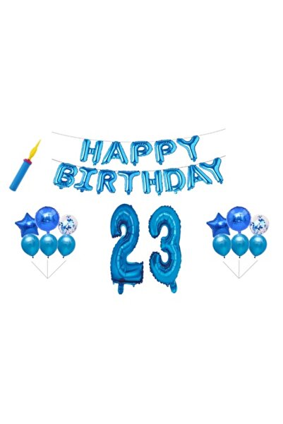 OEM Set baloane aniversare, 23 de ani, La mulți ani, albastru, cadou decor to...