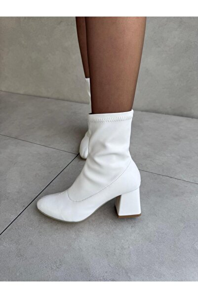 Elvinin Tarzı Viel Cherry Leather Oval Toe Women's Flexible Stretch Boots