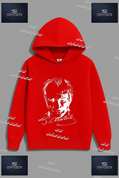 SS SİNSER SWEAT Unısex "ATATURK IMZALI BEYAZ Sweatshirt"Baskılı Kapşolu Sweat...