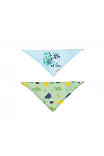 OEM Βαμβακερό σαλιάρα-κασκόλ μπλε/πράσινο με σχέδιο δεινόσαυρου 0+ - 2 τεμ.