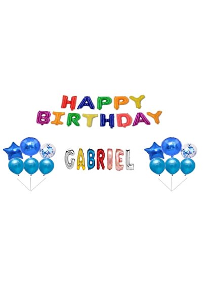 OEM Set baloane La mulți ani Gabriel, decor tort, multicolor M2, 35 buc