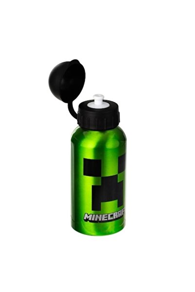 OEM Minecraft green water bottle for kids 400 ml aluminum flip-top (~6.5 × 13...
