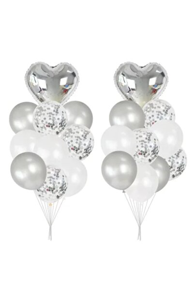 OEM Buchet de 20 de baloane de ziua de naștere, argintii