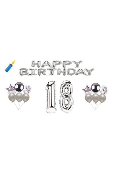 OEM Set baloane aniversare, a 18-a aniversare, La mulți ani, argintiu, decor ...