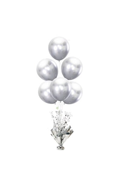 OEM Set baloane decorative cu suport, 6 buc, argintii