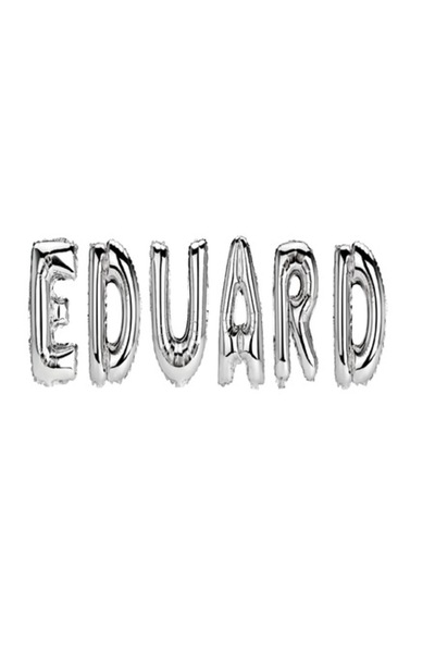 OEM Balloon Set with Name 'Eduard', Silver, 40 cm