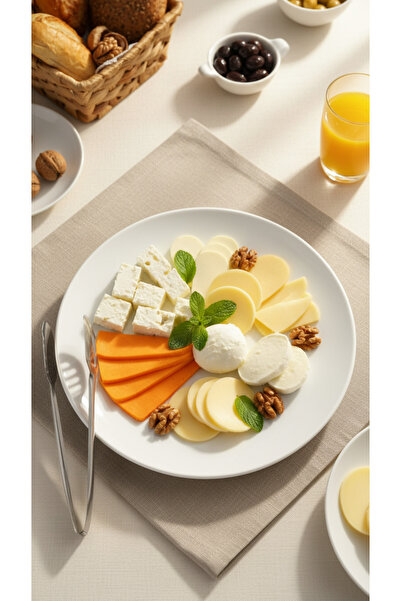 KHAKMA Home 31 cm White Porcelain Serving Plate – Presentation Plate |   Breakfast Ordövr Plate