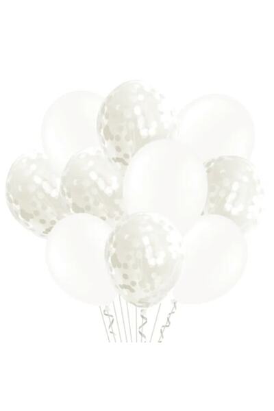 PartyPal Set 20 balloons 30 cm white with confetti