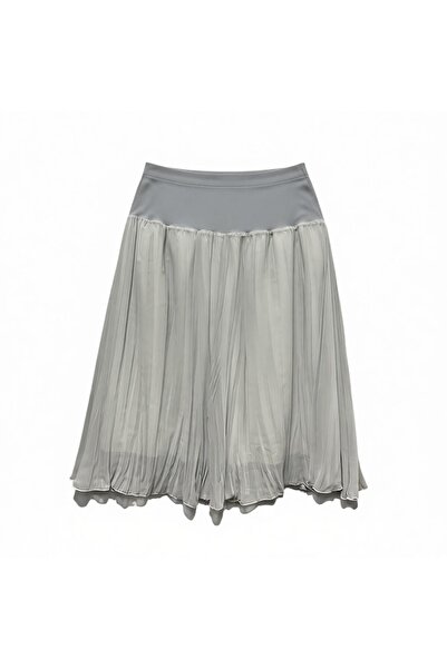 DLC Tekstil Below-The-Knee Pleated Chiffon Skirt