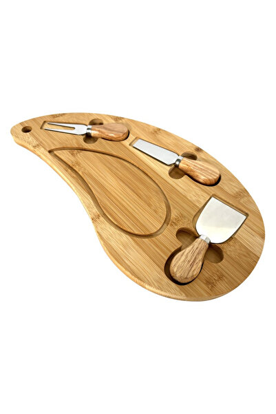 GRÜNBERG Bamboo platter with 3 accessories for presentation and serving cheeses Grunberg GR5819