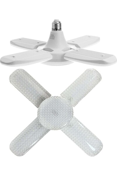 Edison 4 Kollu 4+1 Pervane Şeklinde Katlanabilir Açısı Ayarlanabilir 40 Wat Beyaz Led Ampul E-27 Duy