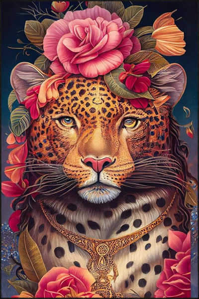 Rugs Modern Halı Berlin Çiçekli Böcekli Kaplanlı Desenli Yıkanabilir Halı ber...