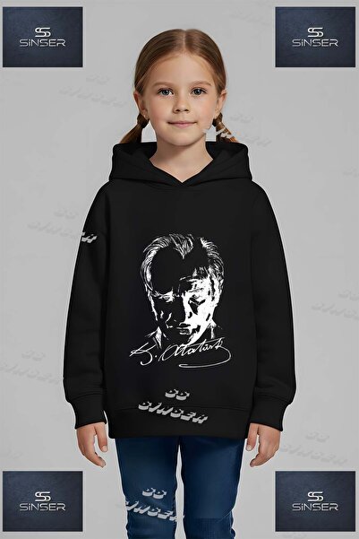 SS SİNSER Φούτερ Unisex  "ATATURK IMZALI BEYAZ " με στάμπα και κουκούλα