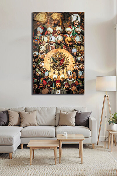 B&G DESIGN Osmanlı Padişahları Tablosu | İmparatorluk Arması Tarihi Dekoratif Cam| Koleksiyonluk Ev Ofis Dekoru