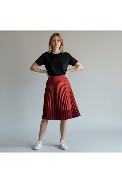 DLC Tekstil Fusta din șifon plisată sub genunchi