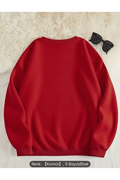 FAVORİST Colorful Hearts Printed Circular Neck Sweatshirt