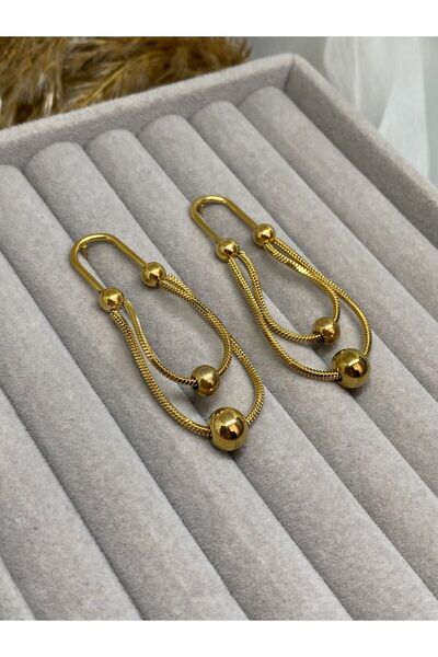 Kaan Accessoire أقراط بتصميم بسيط على شكل مشبك ورق مع تفاصيل سلسلة وكرة