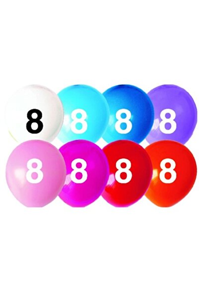 OEM Set de baloane multicolore cu numărul 8, 5 buc, 30 cm