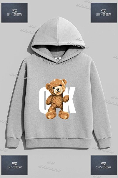 SS SİNSER Φούτερ Unisex "AYICIK OK BEYAZ Sweatshirt " με στάμπα και κουκούλα