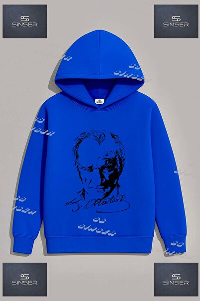 SS SİNSER Φούτερ Unisex  "ATATURK IMZALI BEYAZ " με στάμπα και κουκούλα
