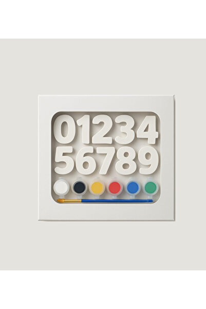 ABCPANO Çocuklar İçin Boyanabilir 3D Sayı Seti | 10 Adet Rölyef Rakam + 6 Renk Boya + Fırça | Aktivite Seti