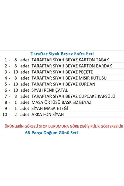 ZENVİVA Taraftar Black and White Tableware Set