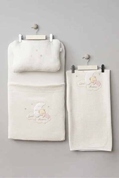 Budi Bebitof Moon and Teddy Bear 3-Piece Diaper Changing Set 50055 Ecru