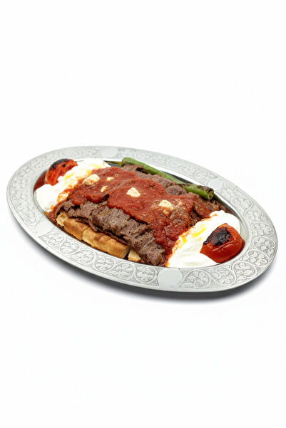 Binbir Trend Oval Chrome Steel Alexander and Serving Plate – Authentic Engraved, 30 cm