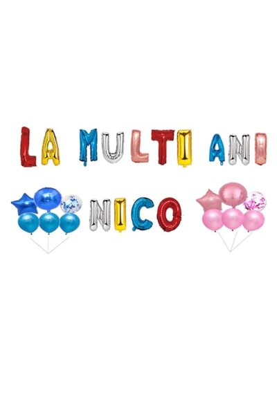 OEM Set baloane La mulți ani Nico, decor tort, multicolor, 35 buc