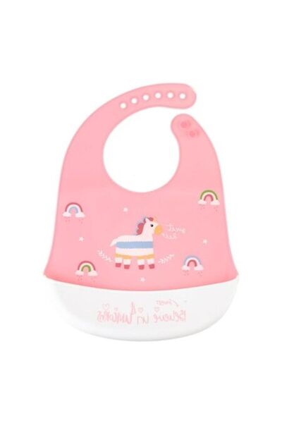 OEM Силиконов лигавник с джоб за събиране на храна, розов, регулируемо закопч...