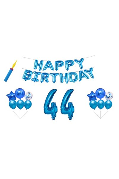 OEM Set baloane aniversare 44 ani - Happy Birthday, albastru, 30 buc