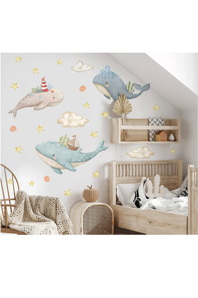 WALLHUMAN Balina Kreşi Çocuk Odası Duvar Sticker