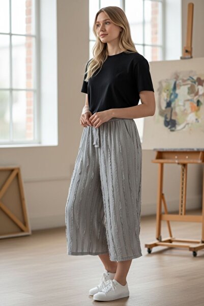 DLC Tekstil Standard Size Knitted Pattern Viscose Trouser Skirt (38-48)