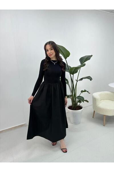 e butiğim Balon Etek Beli Lastikli Elbise