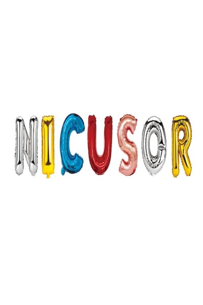 OEM Set Baloane Nume Nicusor, Multicolor, 40Cm